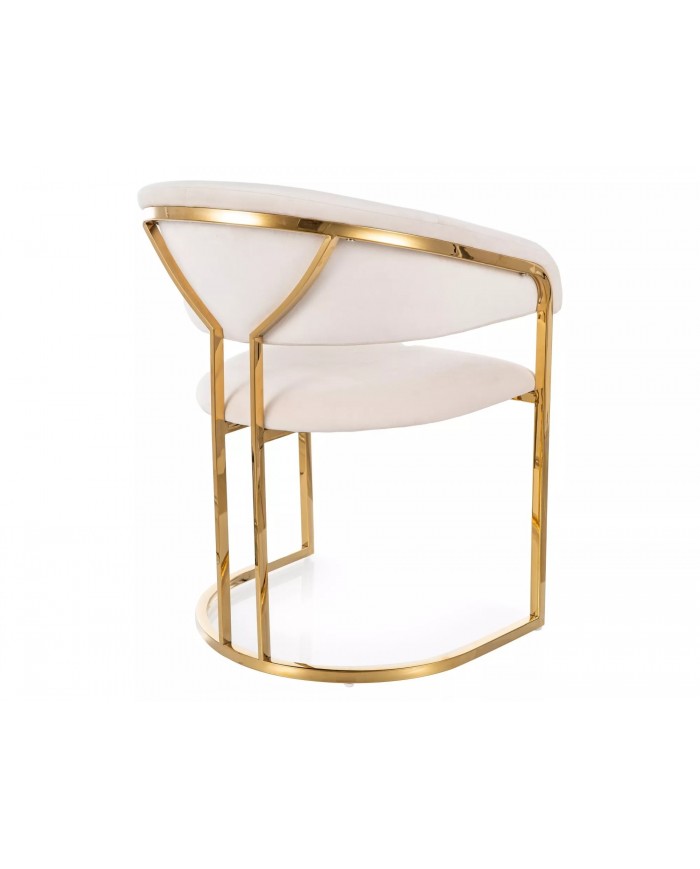 Chaise rembourrée en velours avec pieds métal dorés Peli