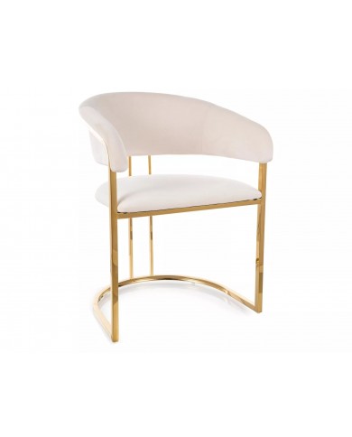 Chaise rembourrée en velours avec pieds métal dorés Peli