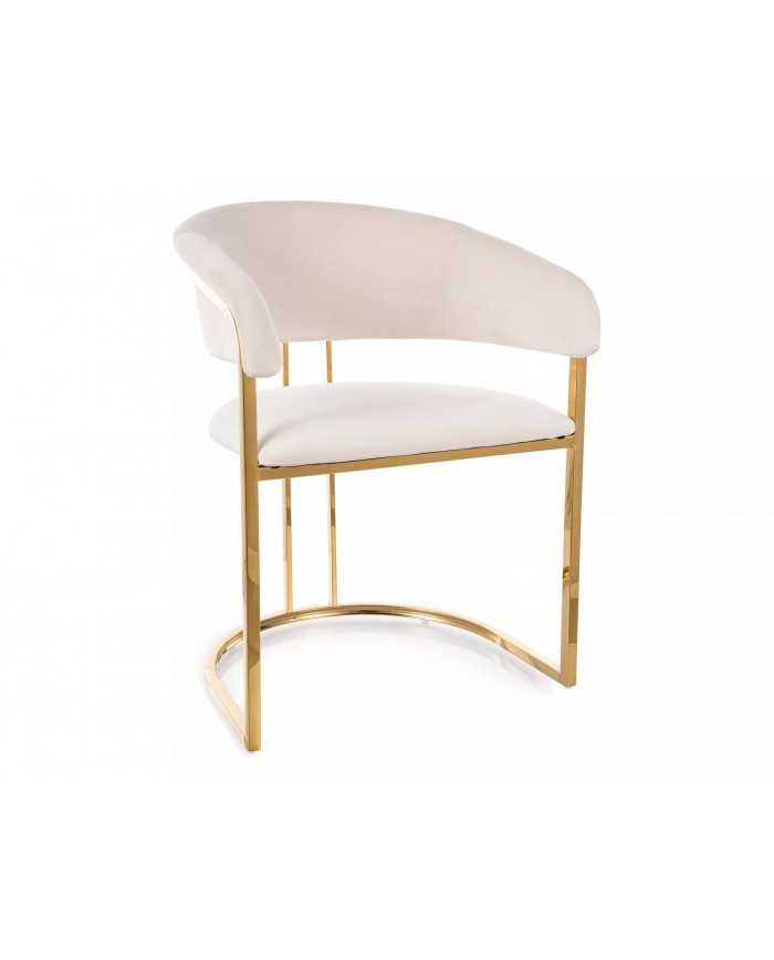 Chaise rembourrée en velours avec pieds métal dorés Peli