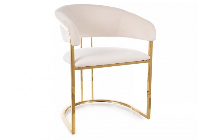 Chaise rembourrée en velours avec pieds métal dorés Peli