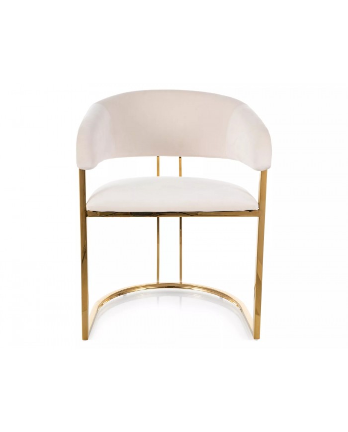 Chaise rembourrée en velours avec pieds métal dorés Peli