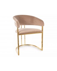 Chaise rembourrée en velours avec pieds métal dorés Peli