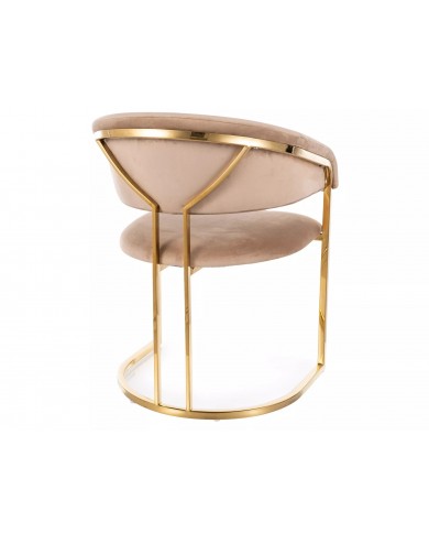 Chaise rembourrée en velours avec pieds métal dorés Peli