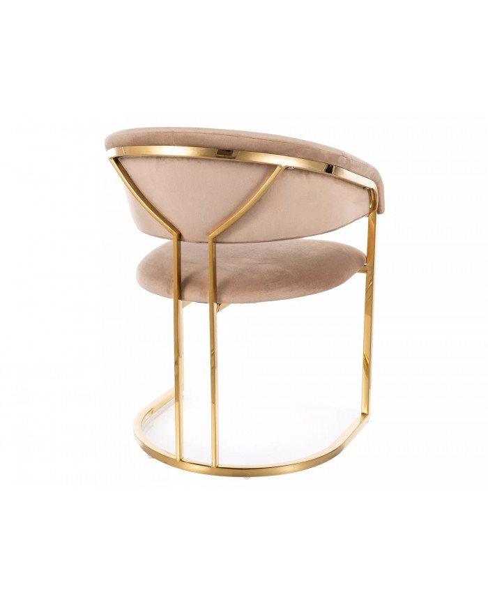 Chaise rembourrée en velours avec pieds métal dorés Peli