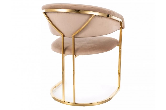Chaise rembourrée en velours avec pieds métal dorés Peli