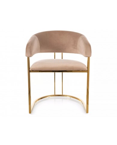 Chaise rembourrée en velours avec pieds métal dorés Peli