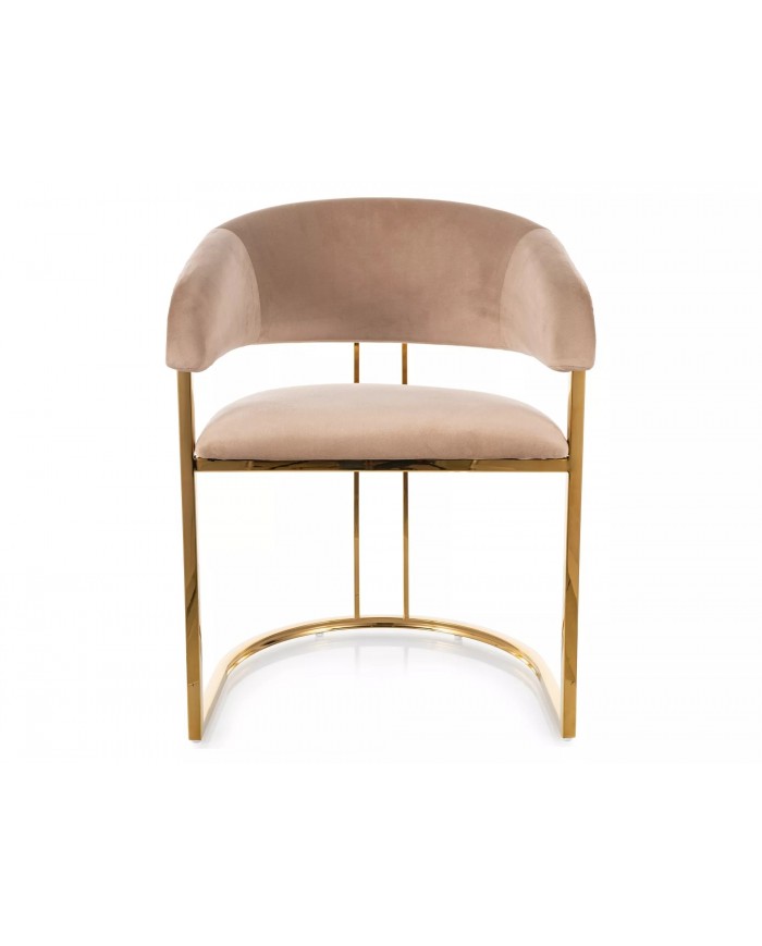 Chaise rembourrée en velours avec pieds métal dorés Peli