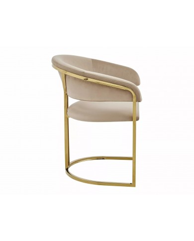 Chaise rembourrée en velours avec pieds métal dorés Peli