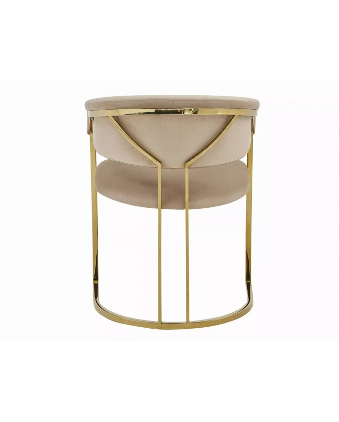 Chaise rembourrée en velours avec pieds métal dorés Peli
