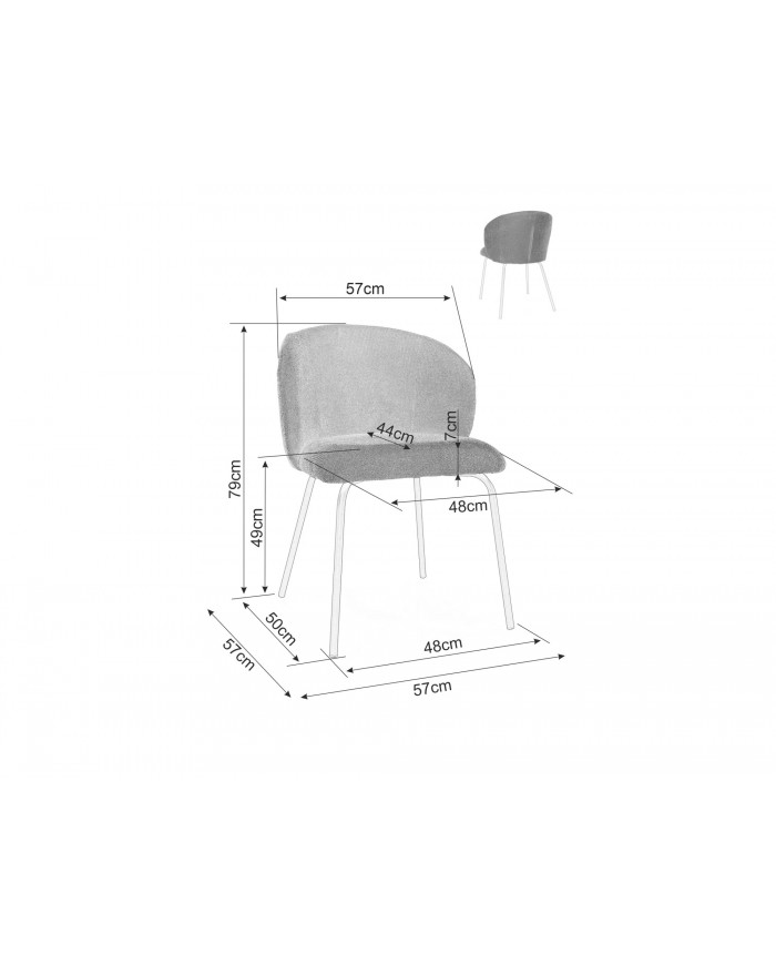 Chaise rembourrée en tissu avec pieds en métal Viken