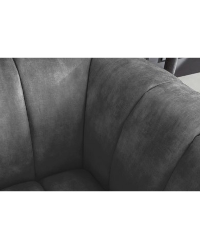 Fauteuil ultra Design rembourré velours gris et pieds noirs Noble