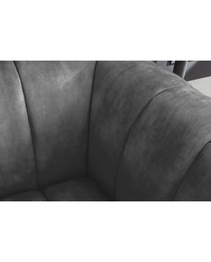 Fauteuil ultra Design rembourré velours gris et pieds noirs Noble