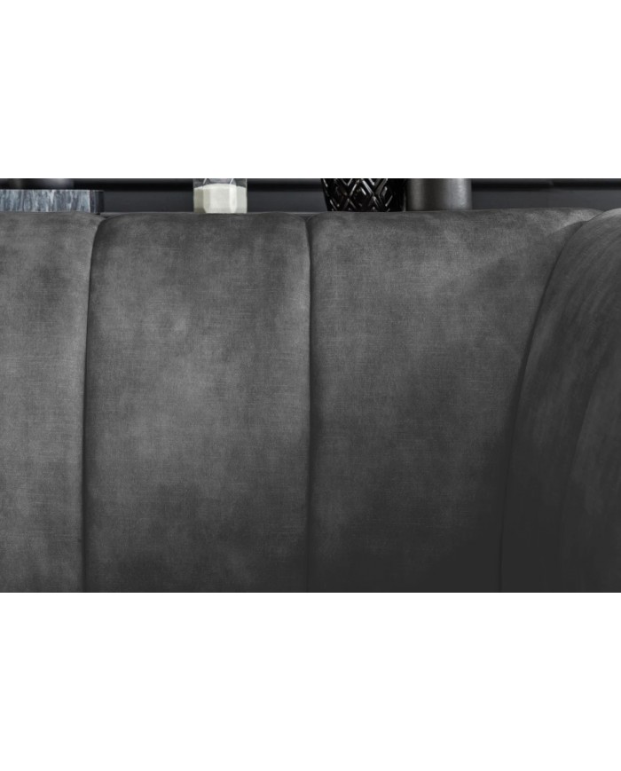 Fauteuil ultra Design rembourré velours gris et pieds noirs Noble