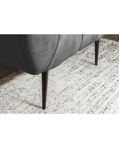 Fauteuil ultra Design rembourré velours gris et pieds noirs Noble