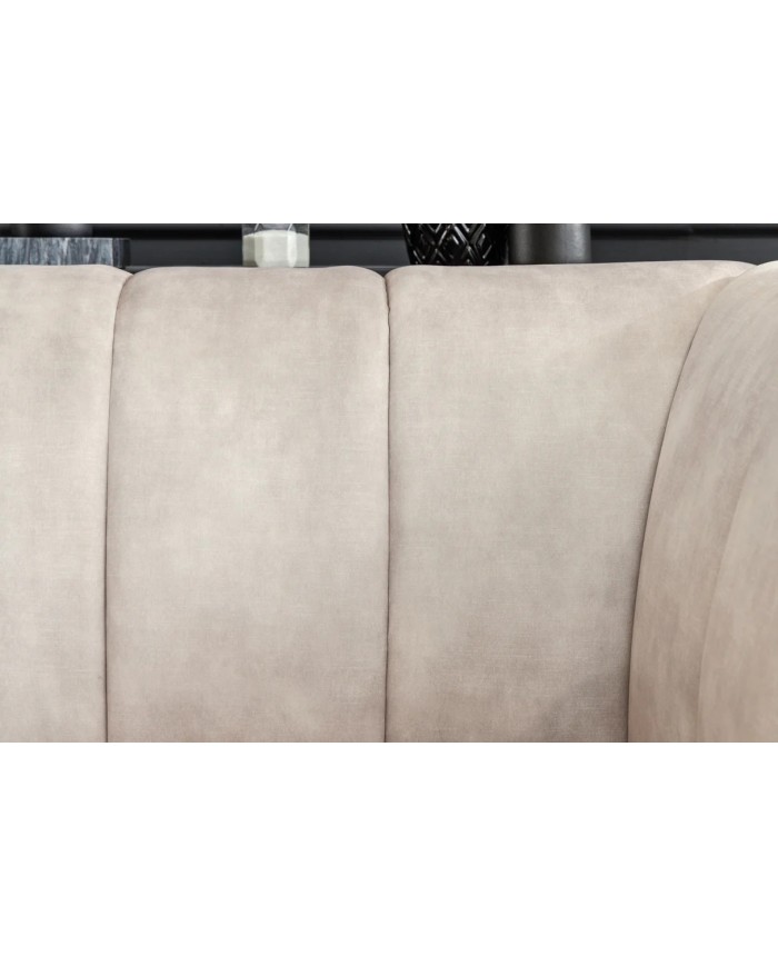 Fauteuil ultra Design rembourré velours velvet champagne et pieds noirs Noble