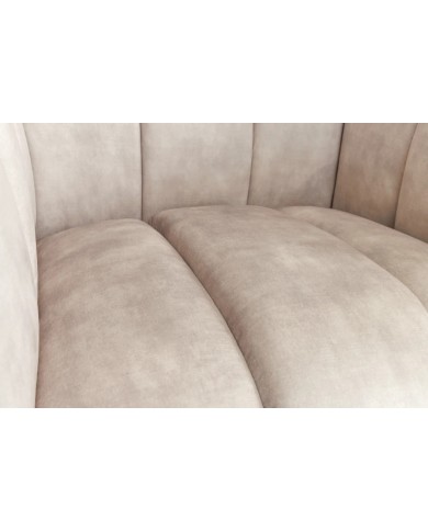 Fauteuil ultra Design rembourré velours velvet champagne et pieds noirs Noble