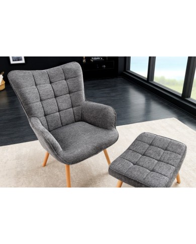 Fauteuil SCANDINA Gris chiné – Élégance nordique et confort au quotidien
