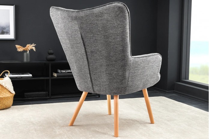 Fauteuil SCANDINA Gris chiné – Élégance nordique et confort au quotidien