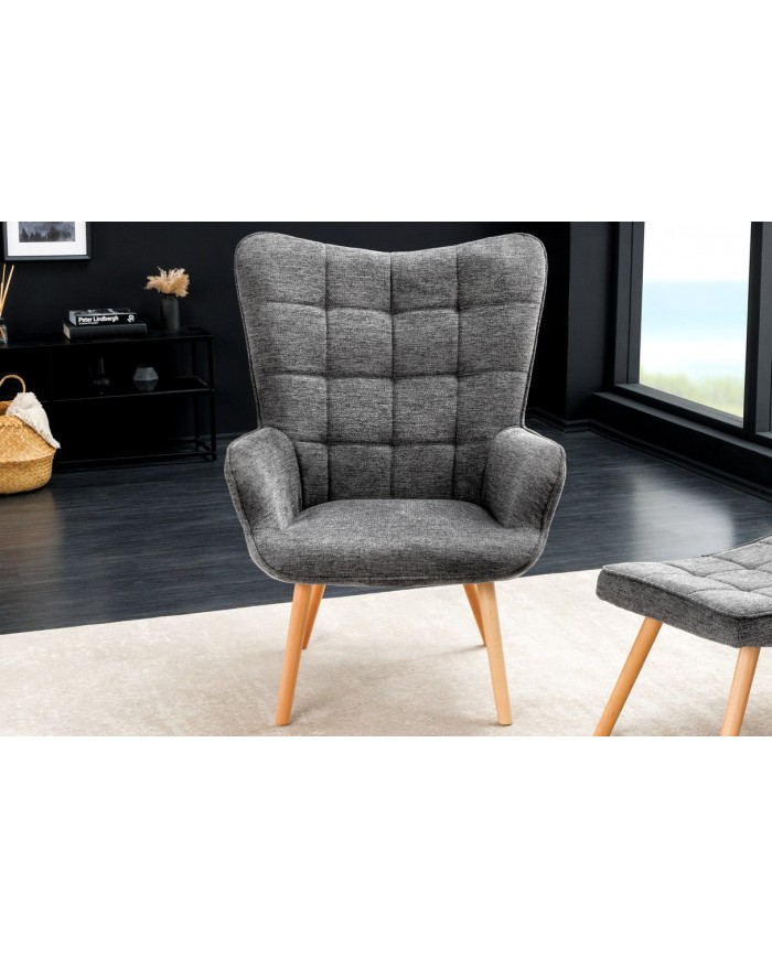 Fauteuil SCANDINA Gris chiné – Élégance nordique et confort au quotidien