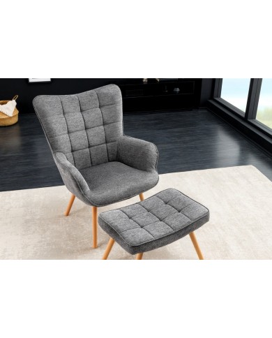 Fauteuil SCANDINA Gris chiné – Élégance nordique et confort au quotidien