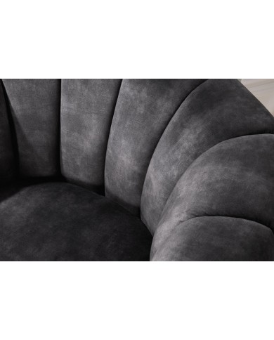Fauteuil BABYLON VELVET DARK GREY – Élégance et liberté de mouvement à 360°
