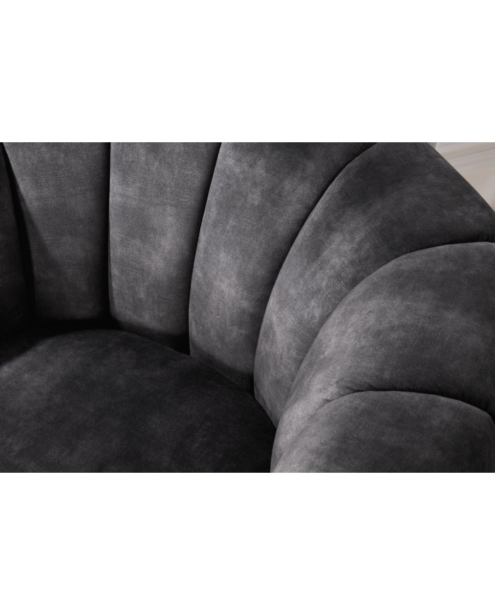 Fauteuil BABYLON VELVET DARK GREY – Élégance et liberté de mouvement à 360°