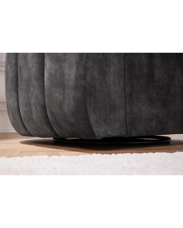 Fauteuil BABYLON VELVET DARK GREY – Élégance et liberté de mouvement à 360°