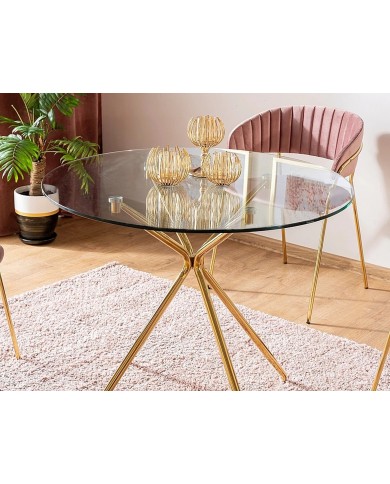 Table ronde en verre trempé Azalée 80x80 cm