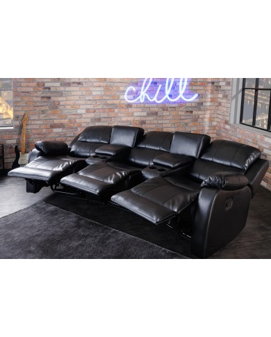 Fauteuil cinéma CANNES 3 places relax Cuir écologique Noir