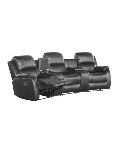 Fauteuil cinéma CANNES 3 places relax Cuir écologique Noir