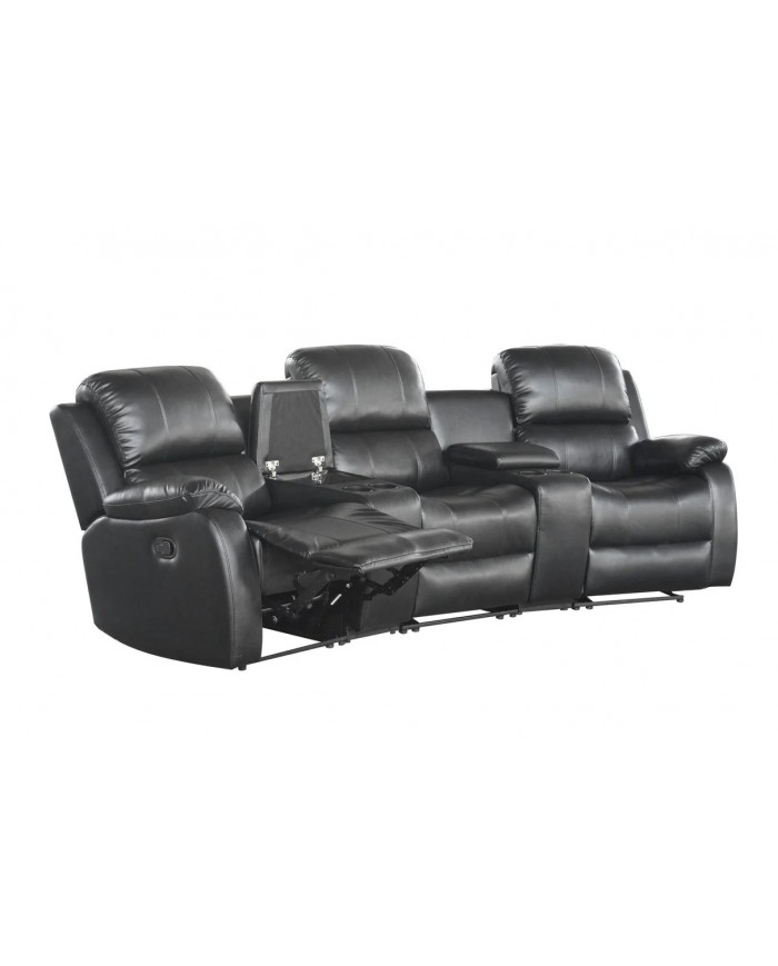 Fauteuil cinéma CANNES 3 places relax Cuir écologique Noir