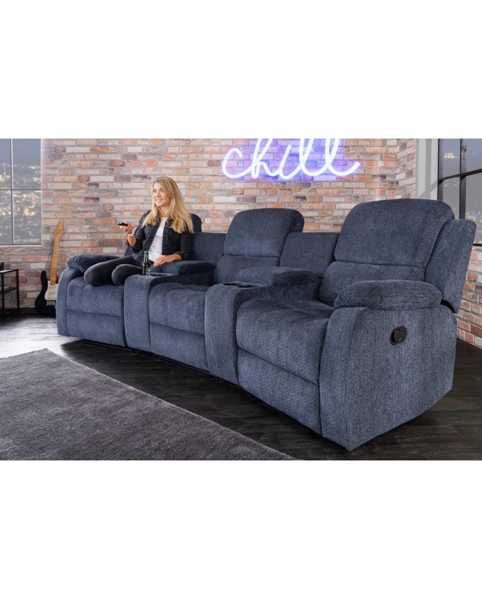 Fauteuil cinéma CANNES 3 places relax textile gris chine