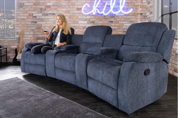 Fauteuil cinéma CANNES 3 places relax textile gris chine