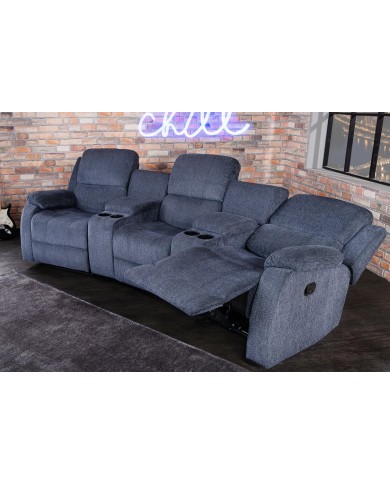 Fauteuil cinéma CANNES 3 places relax textile gris chine