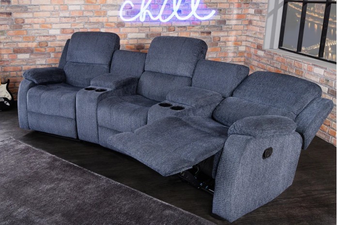 Fauteuil cinéma CANNES 3 places relax textile gris chine