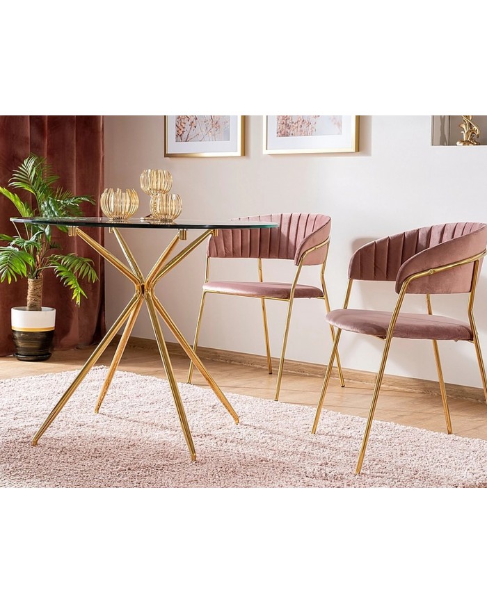 Table ronde en verre trempé Azalée 80x80 cm