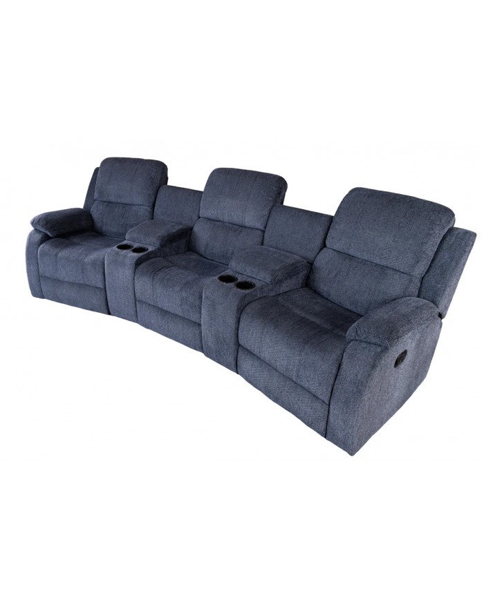 Fauteuil cinéma CANNES 3 places relax textile gris chine