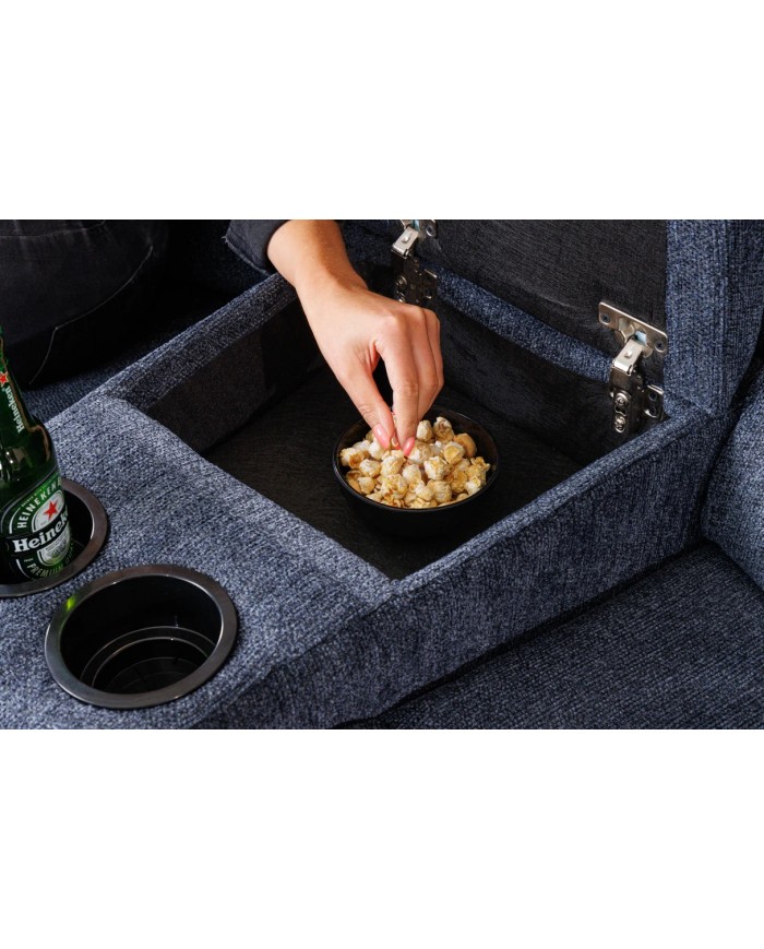 Fauteuil cinéma CANNES 3 places relax textile gris chine