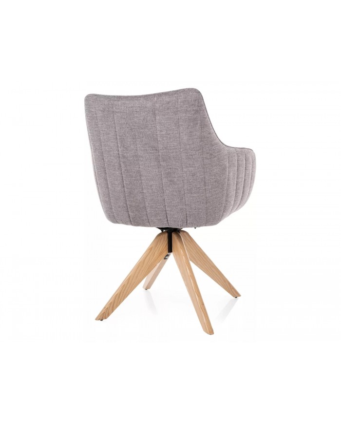 Chaise rembourrée en tissu pivotante 180° et pieds en bois Dazalia