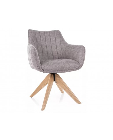 Chaise rembourrée en tissu pivotante 180° et pieds en bois Dazalia