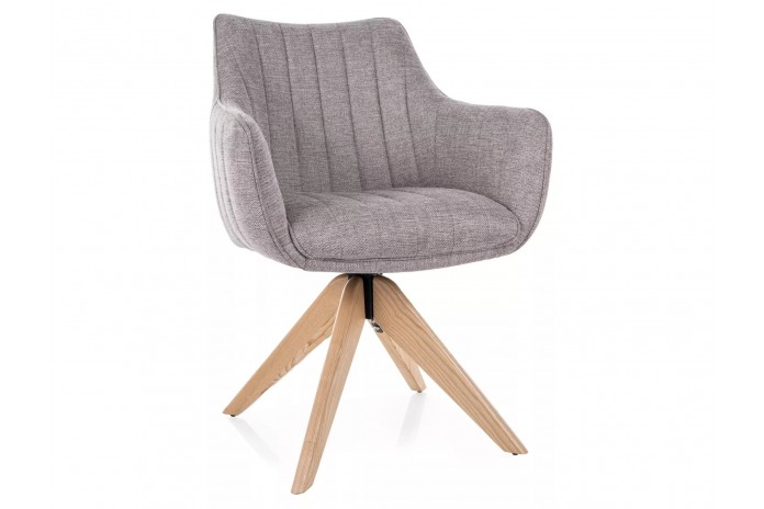 Chaise rembourrée en tissu pivotante 180° et pieds en bois Dazalia
