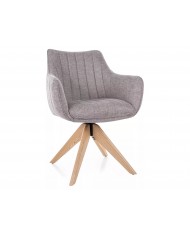 Chaise rembourrée en tissu pivotante 180° et pieds en bois Dazalia