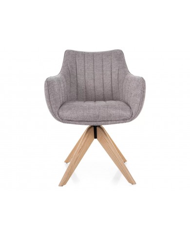 Chaise rembourrée en tissu pivotante 180° et pieds en bois Dazalia