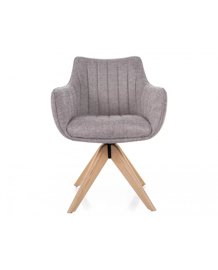 Chaise rembourrée en tissu pivotante 180° et pieds en bois Dazalia