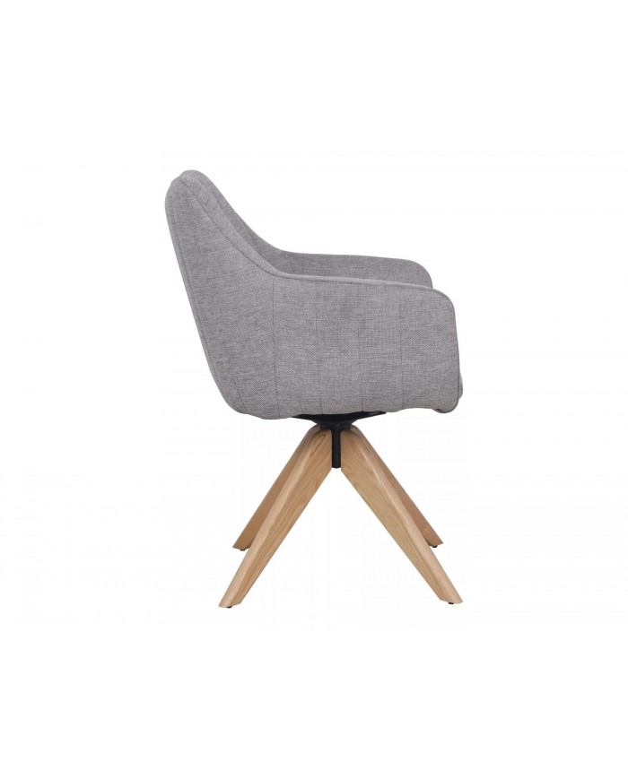 Chaise rembourrée en tissu pivotante 180° et pieds en bois Dazalia