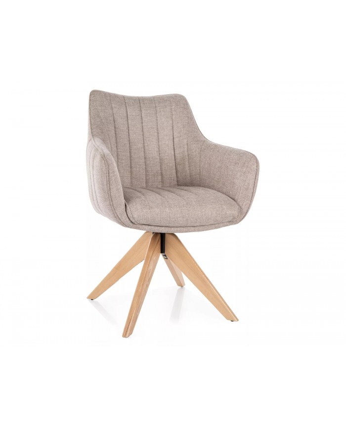 Chaise rembourrée en tissu pivotante 180° et pieds en bois Dazalia