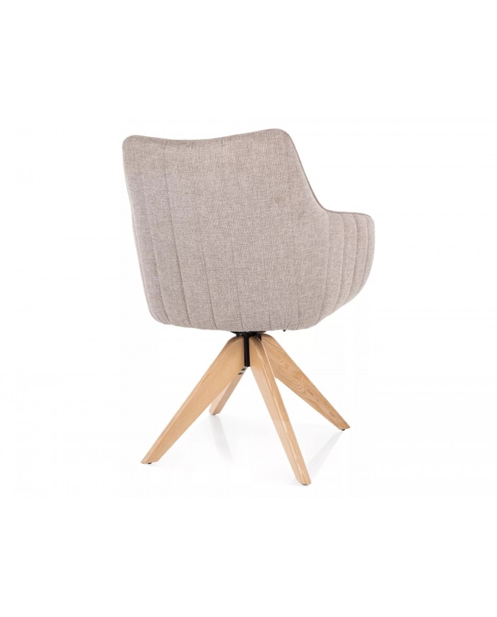 Chaise rembourrée en tissu pivotante 180° et pieds en bois Dazalia