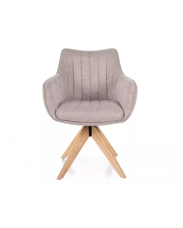Chaise rembourrée en tissu pivotante 180° et pieds en bois Dazalia
