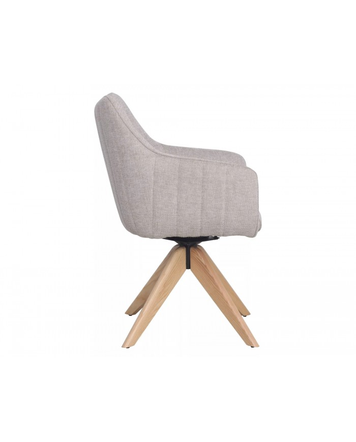Chaise rembourrée en tissu pivotante 180° et pieds en bois Dazalia