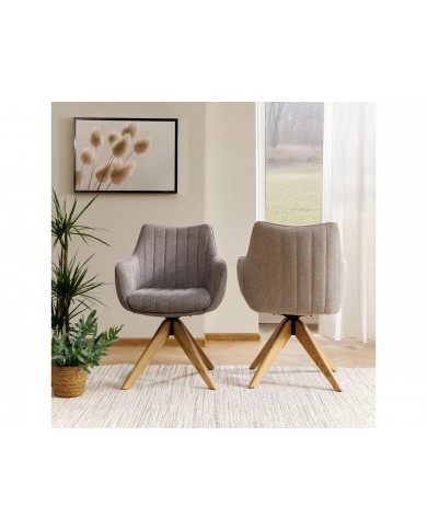 Chaise rembourrée en tissu pivotante 180° et pieds en bois Dazalia